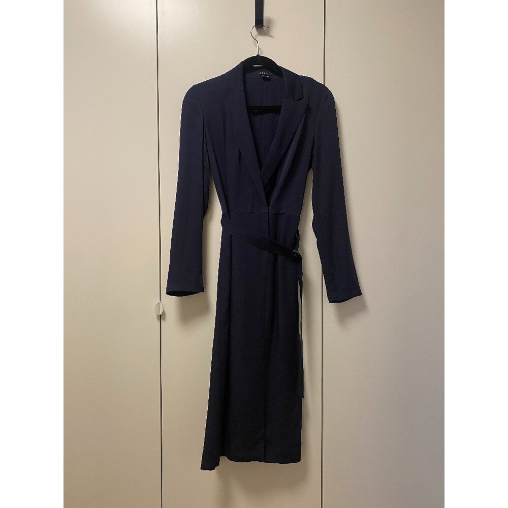 Theory Belted Navy Dress